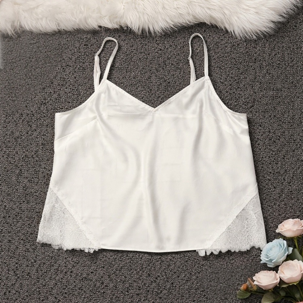 Ladaire Angelique Silk Lace Trim Cami White S Quiet Luxe Minimalist Lingerie Top